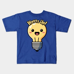 Watts Up! Cute Lightbulb Cartoon Kids T-Shirt